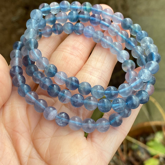 Blue Fluorite Bead Bracelet, 6mm