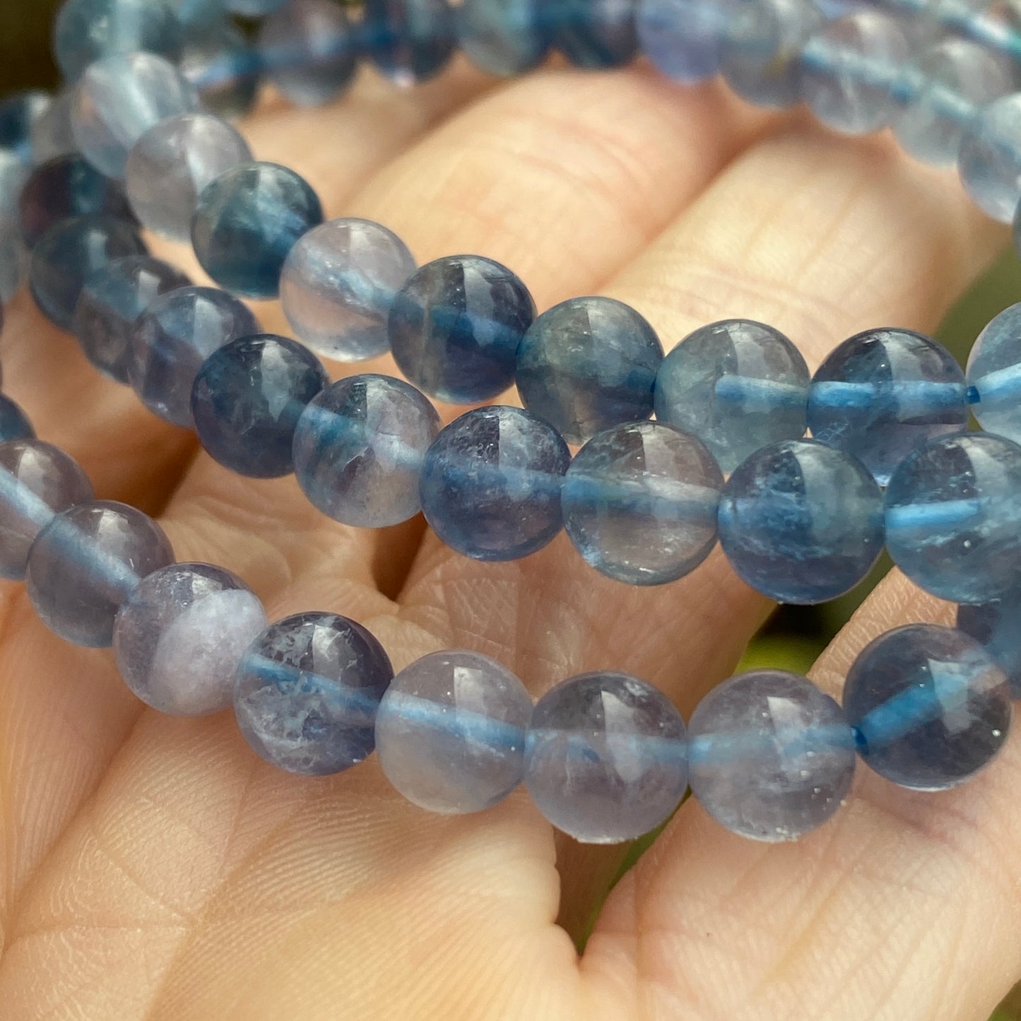 Blue Fluorite Bead Bracelet, 6mm