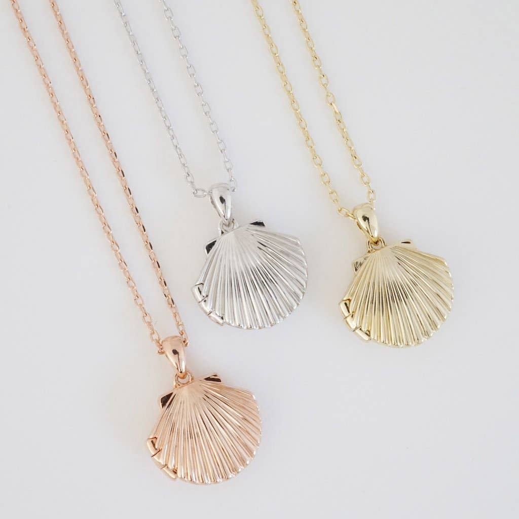 Shell Locket Necklace, Gold
