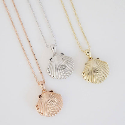 Shell Locket Necklace, Gold