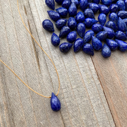 Lapis Lazuli Faceted Teardrop Necklace: 18 inches