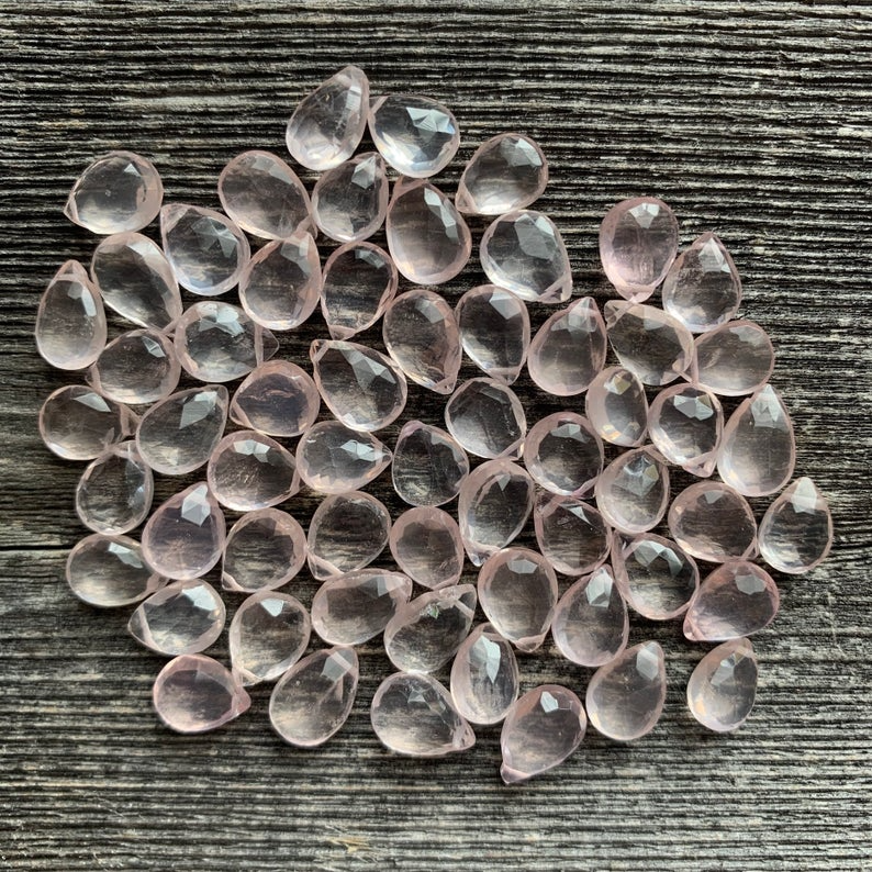 Rose Quartz Small Faceted Teardrop Necklace: 18 inches