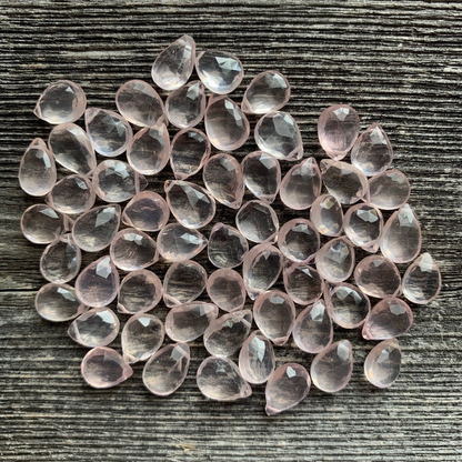 Rose Quartz Small Faceted Teardrop Necklace: 18 inches