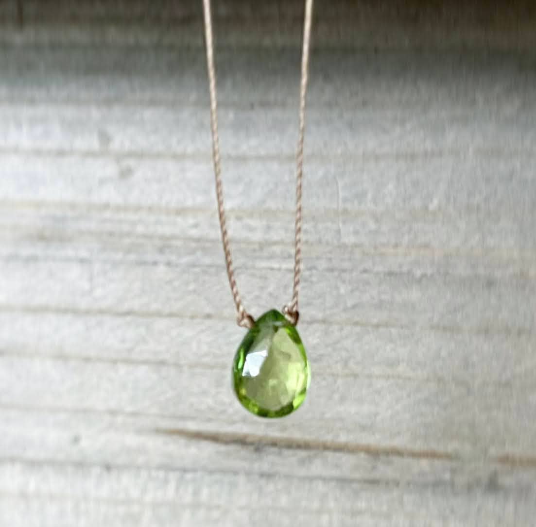 Peridot Small Teardrop Necklace: 16 inches
