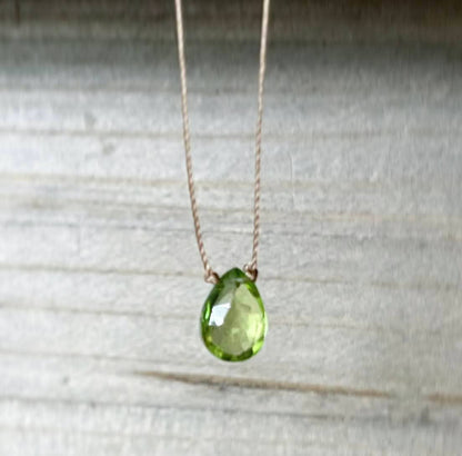 Peridot Small Teardrop Necklace: 16 inches