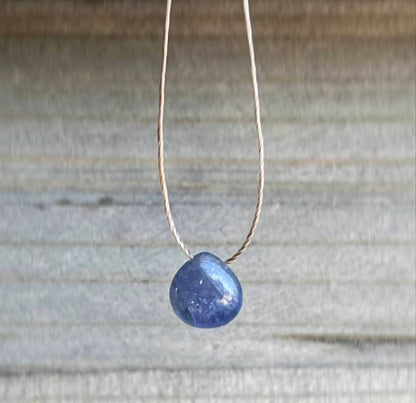 Tanzanite Gemstone Smooth Teardrop Necklace: 16"