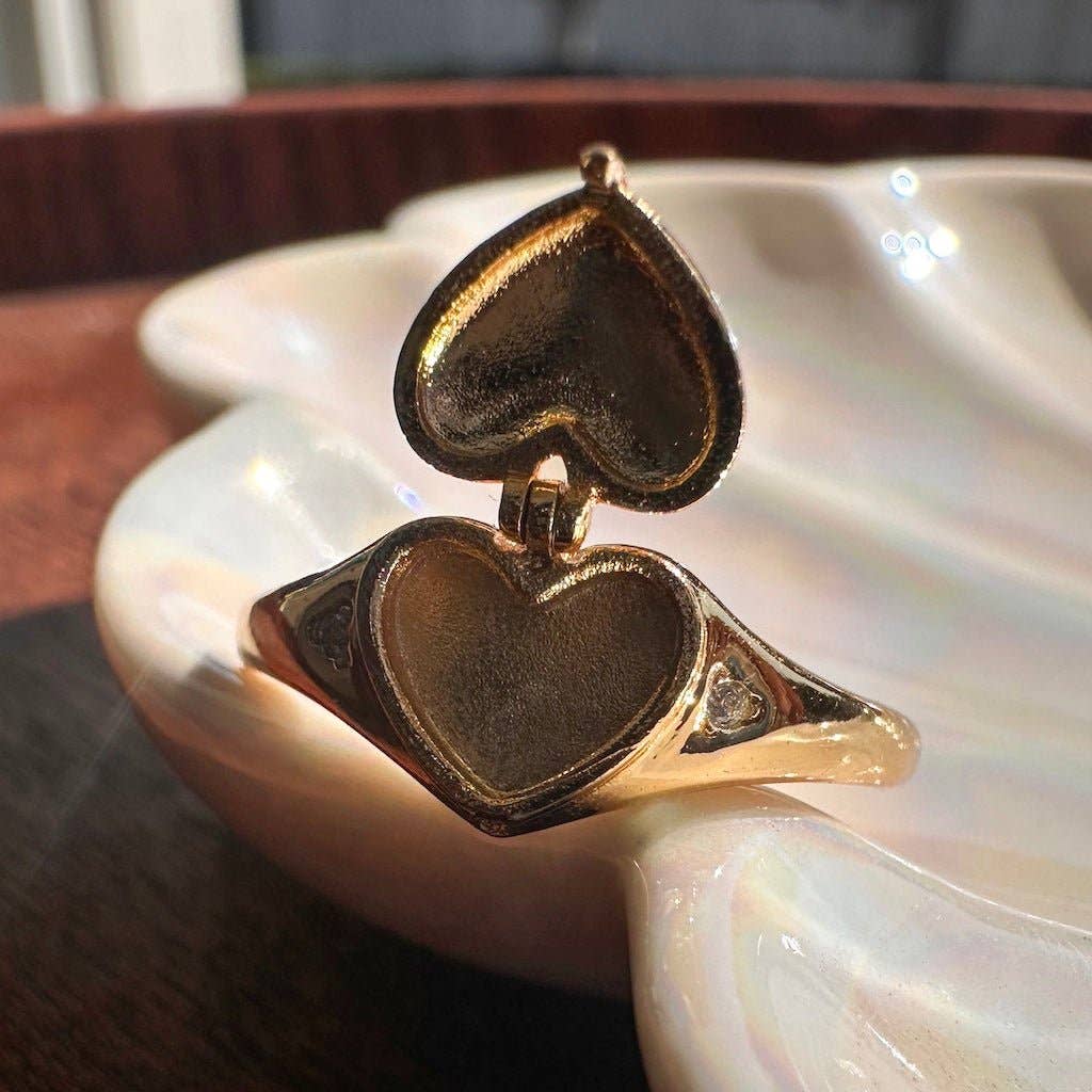 Heart Locket Ring, Gold