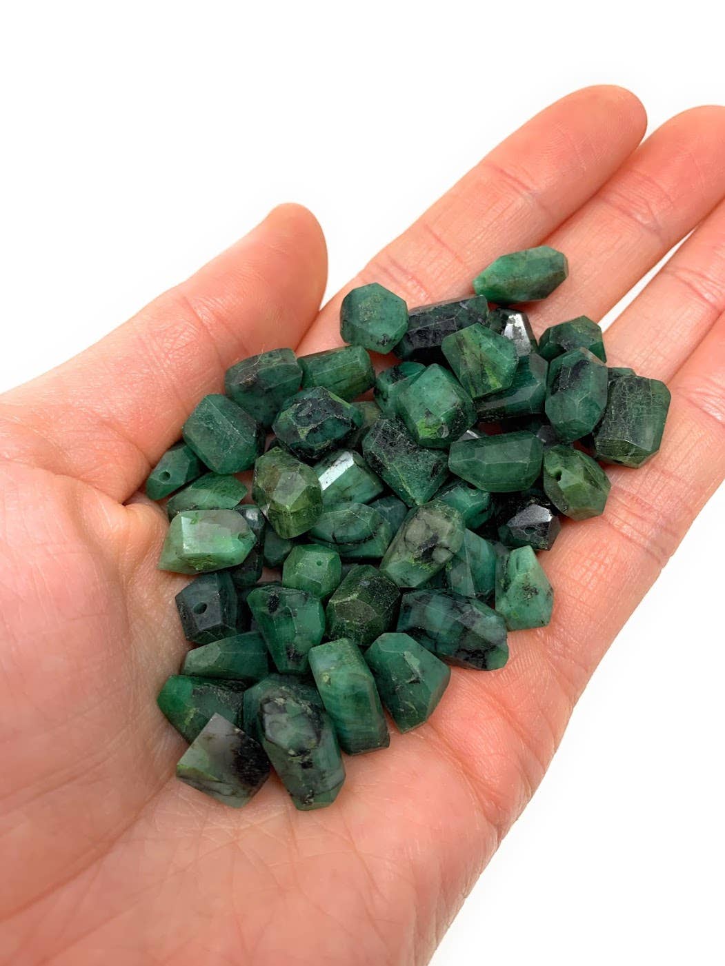 Emerald Freeform Gemstone Necklace: 18 inches