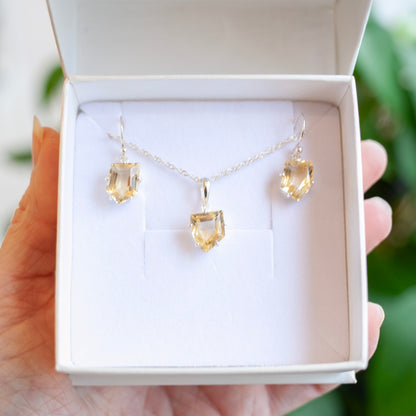 Citrine Necklace and Earrings Set