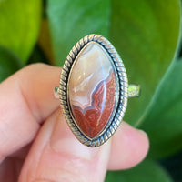 Crazy Lace Agate Ring, Size 7, Sterling Silver