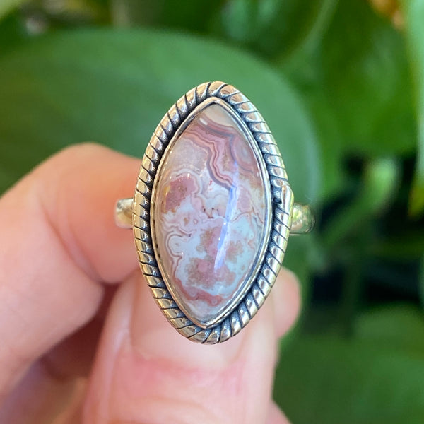 Crazy Lace Agate Ring, Size 6, Sterling Silver