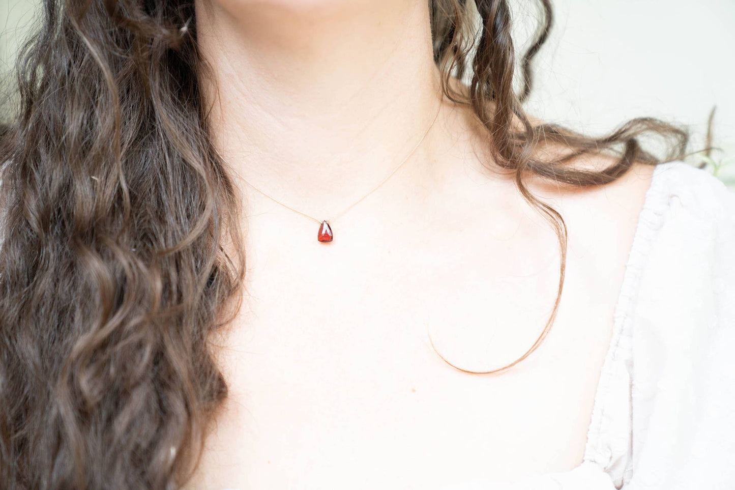 Garnet Trillion Cord Necklace: 16"