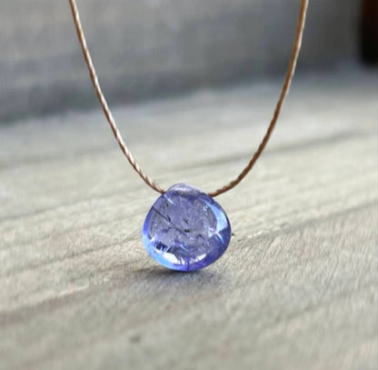 Tanzanite Gemstone Smooth Teardrop Necklace: 18"