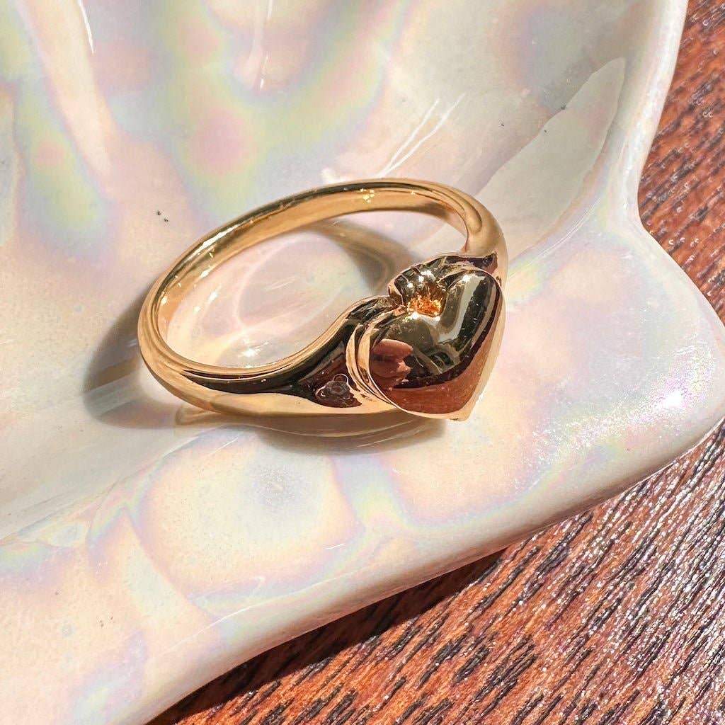 Heart Locket Ring, Gold