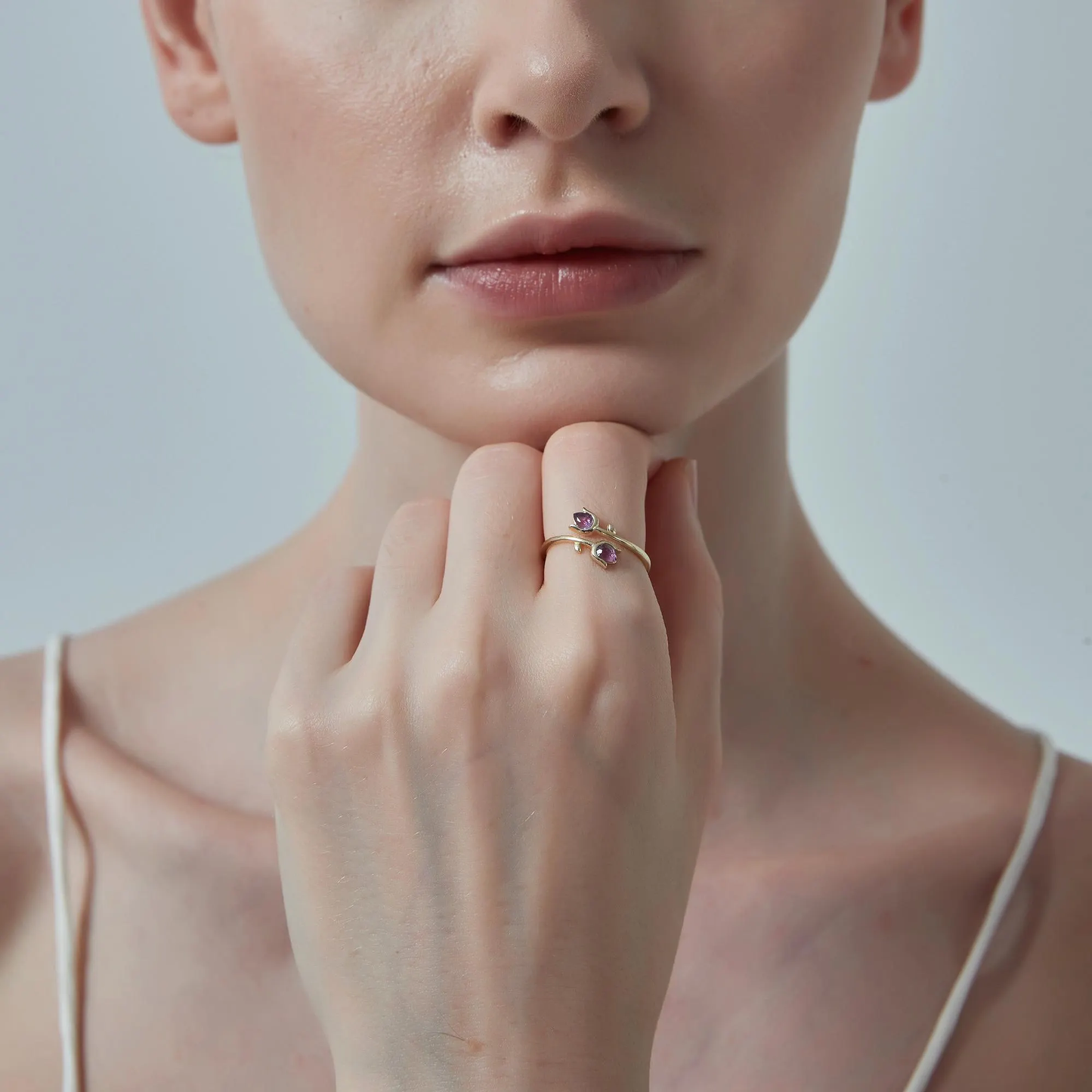 Amethyst Tulip Ring, Gold