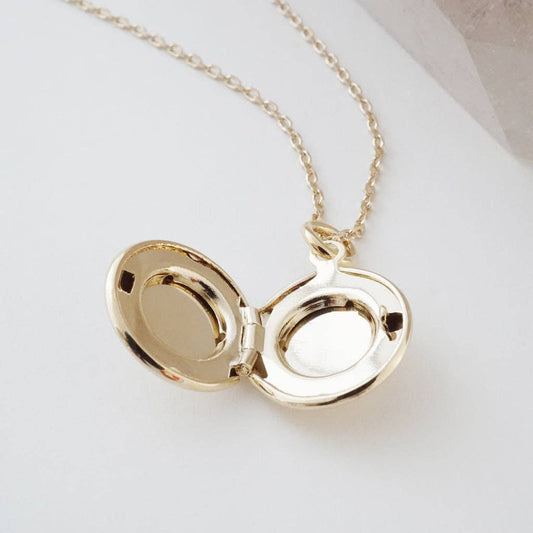 Round Keepsake Locket Necklace, Gold