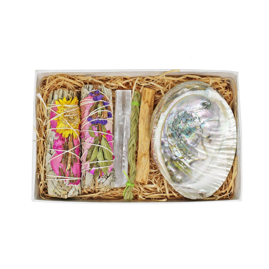 Floral Sage Gift Set - Abalone, Sweetgrass