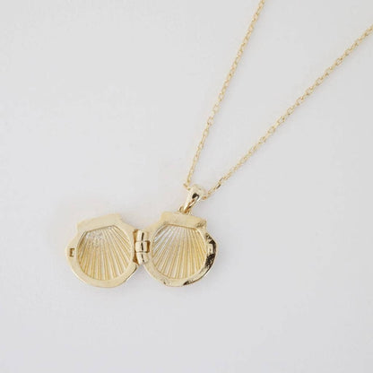 Shell Locket Necklace, Gold