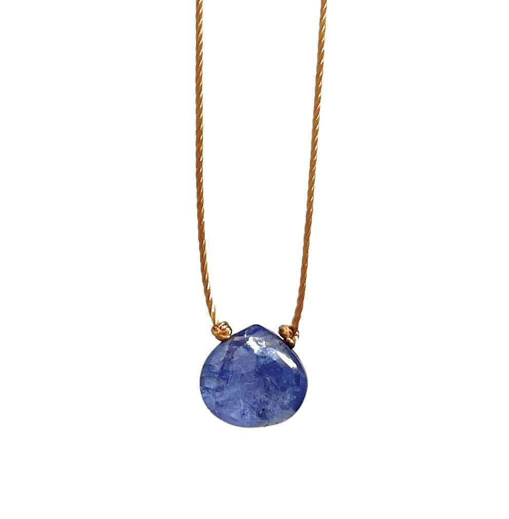 Tanzanite Gemstone Smooth Teardrop Necklace: 18"
