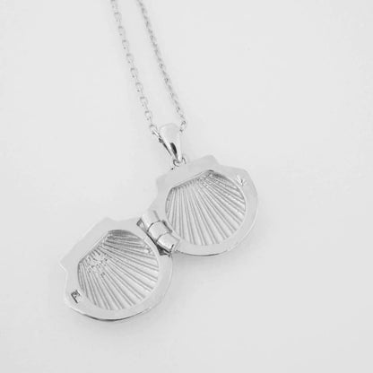 Shell Locket Necklace, Gold