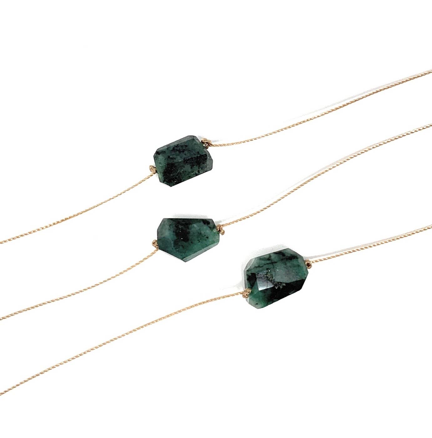 Emerald Freeform Gemstone Necklace: 18 inches