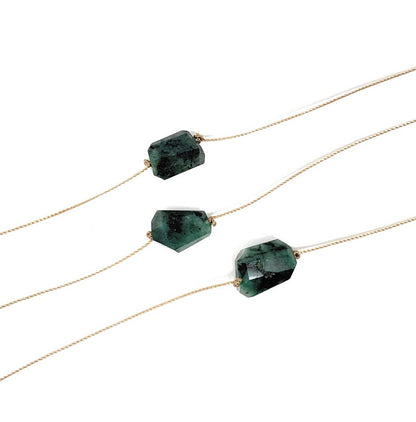 Emerald Freeform Gemstone Necklace: 18 inches