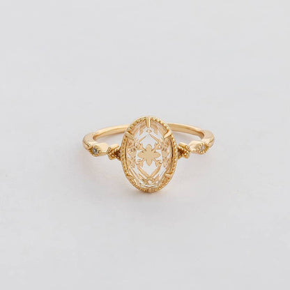 Clear Quartz Ring with Gold Detailing