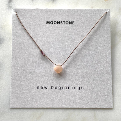 Peach Moonstone and Garnet Necklace- New Beginnings, Soulsilk