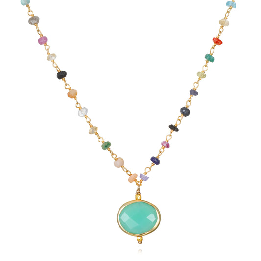 Rainbow Gemstone Necklace, Chrysoprase, Amelia Rose Jewelry