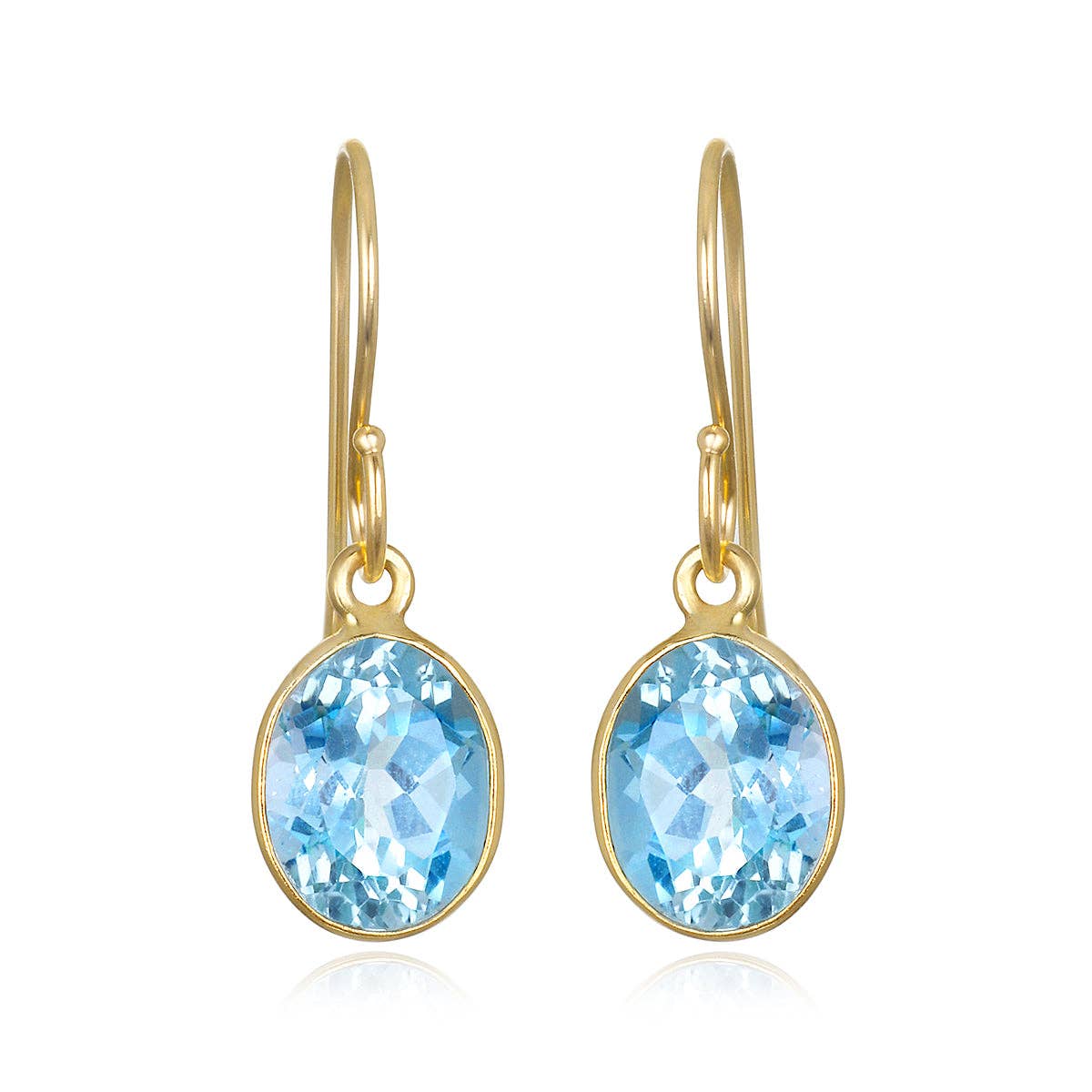 Bezeled Oval Gemdrop Earrings, Sky Blue Topaz, Gold Filled, by Amelia Rose