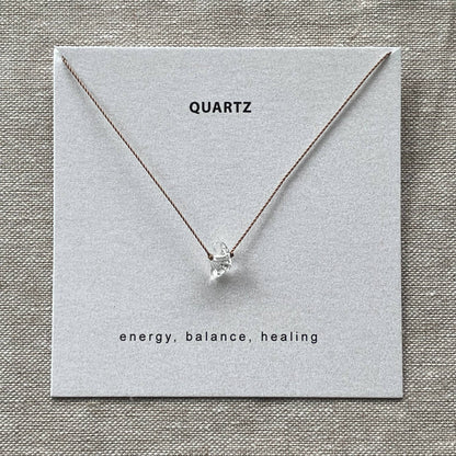 Raw Herkimer Diamond Quartz Necklace- Healing, Soulsilk