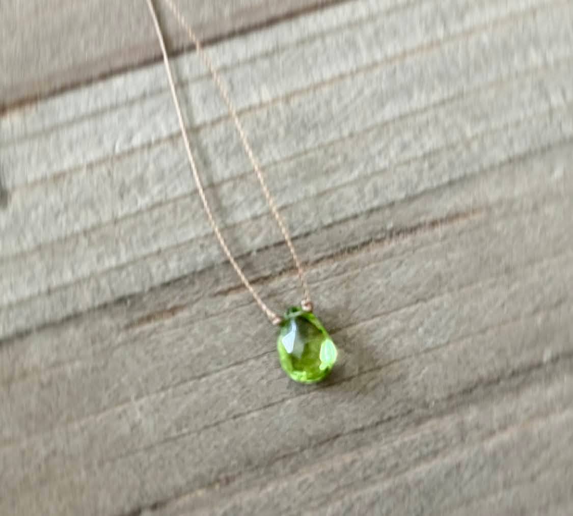 Peridot Small Teardrop Necklace: 16 inches