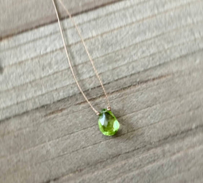 Peridot Small Teardrop Necklace: 16 inches