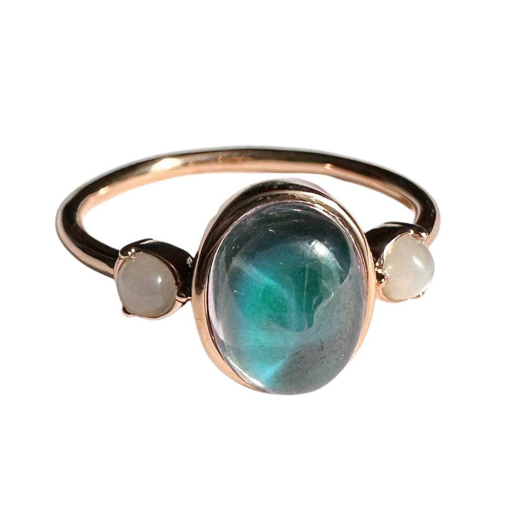 Moonstone Accent Mood Ring, Gold