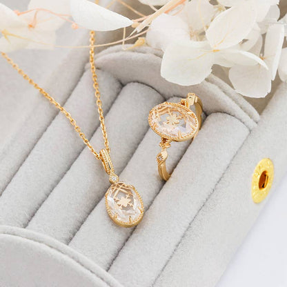 Golden Clear Quartz Pendant Necklace