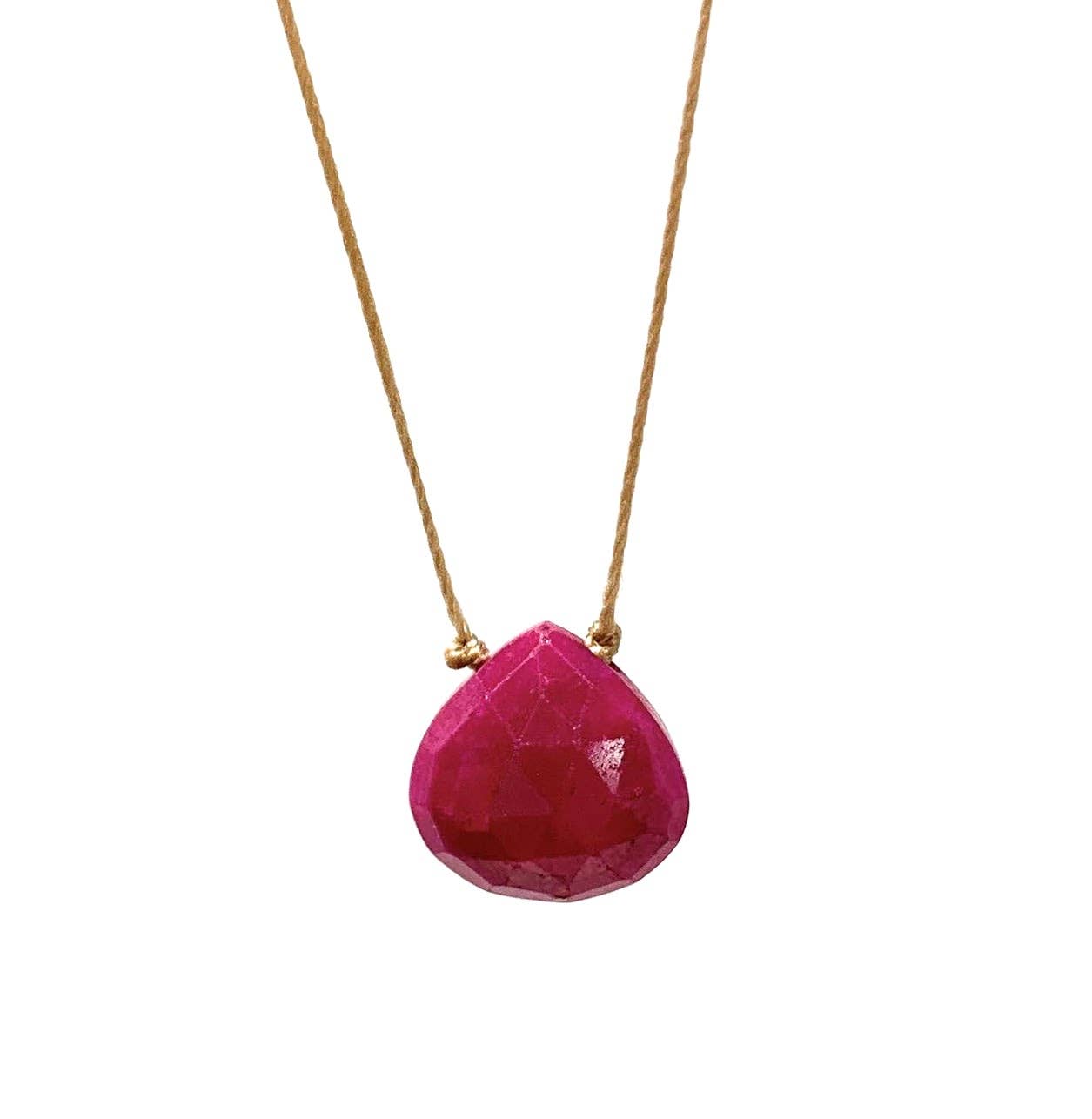 Ruby Faceted Teardrop Necklace: 18 inches
