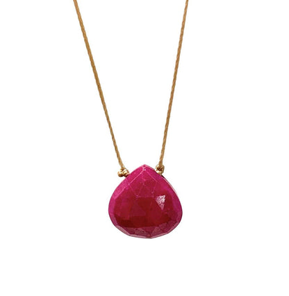 Ruby Faceted Teardrop Necklace: 18 inches