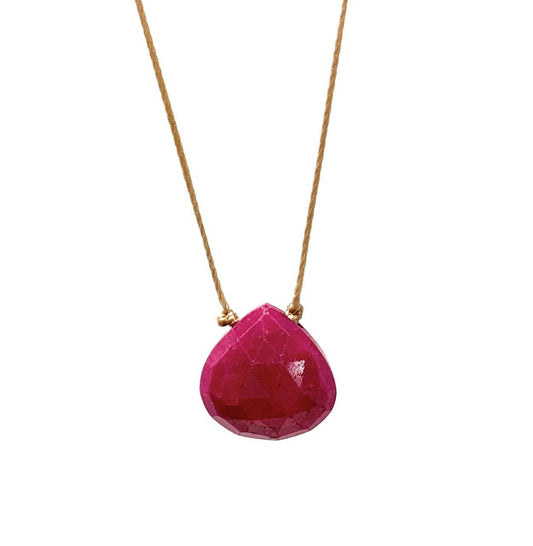 Ruby Faceted Teardrop Necklace: 18 inches