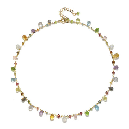Wildflower Gemstone Choker, Gold, Amelia Rose Jewelry