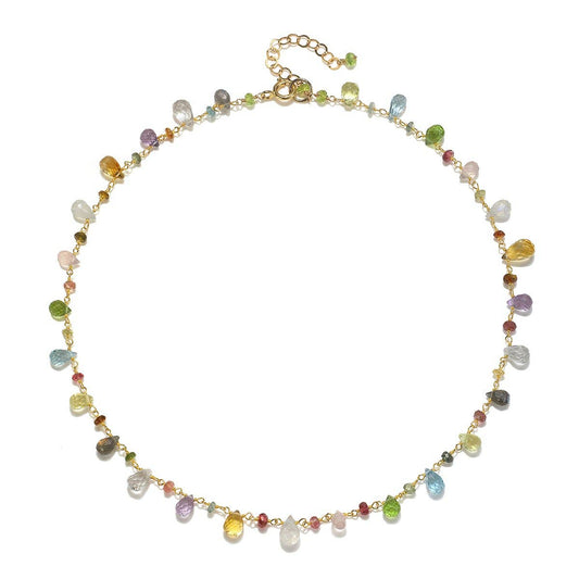 Wildflower Gemstone Choker, Gold, Amelia Rose Jewelry