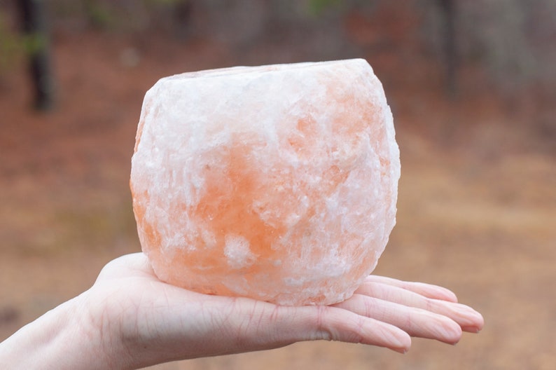 Himalayan Salt Candle Holder, Large, Includes LED Candle