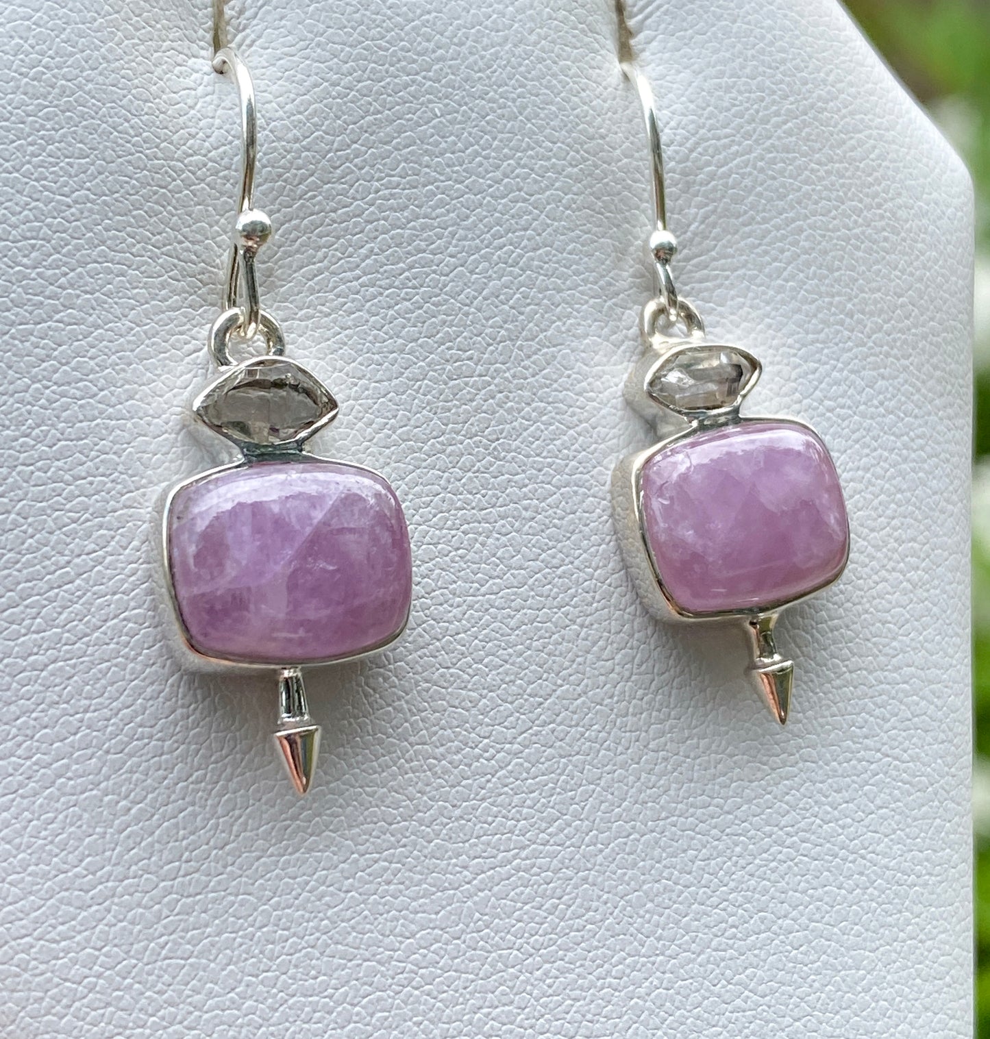 Kunzite, Herkimer Diamond Earrings, .925 Sterling Silver