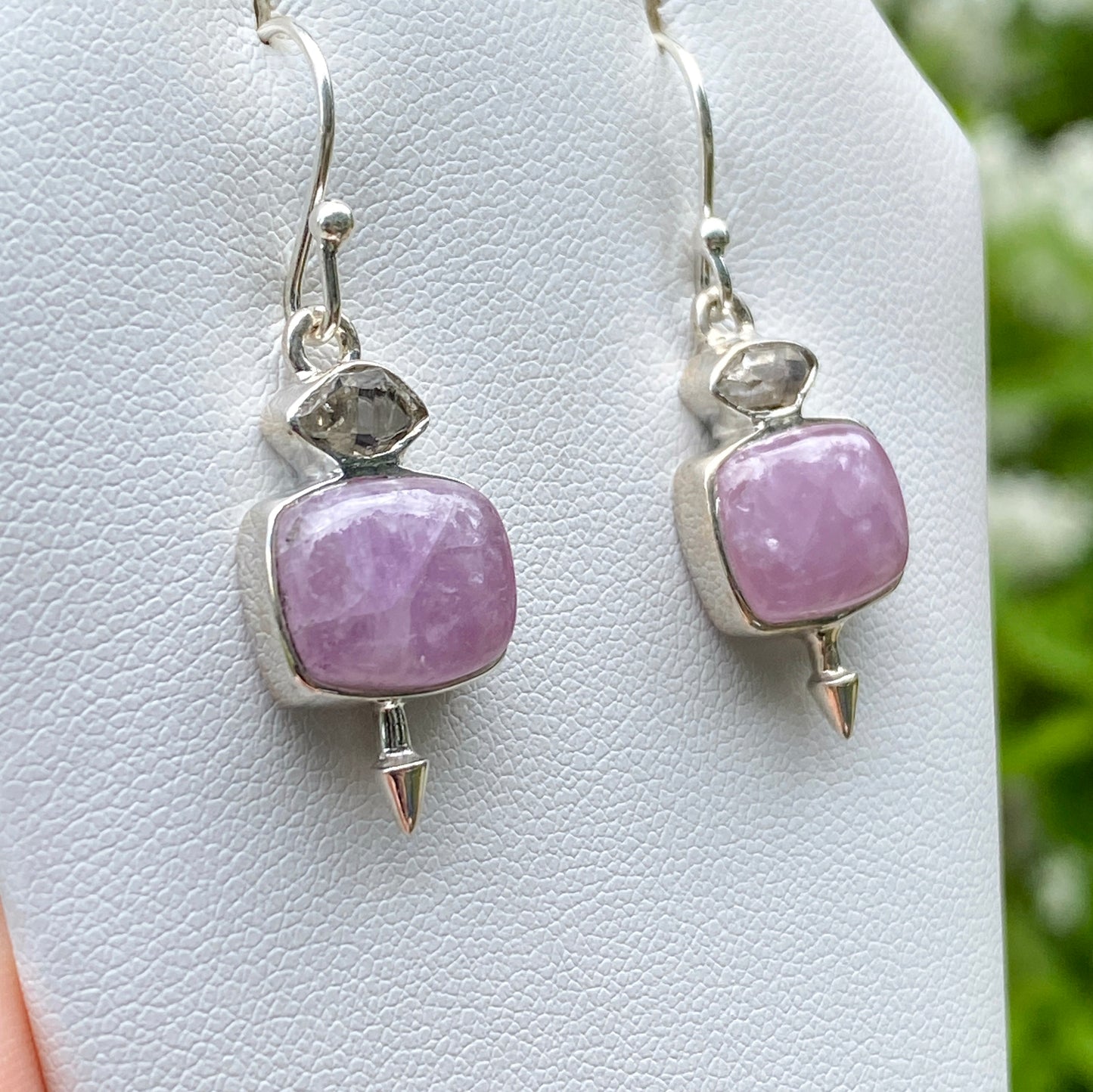 Kunzite, Herkimer Diamond Earrings, .925 Sterling Silver