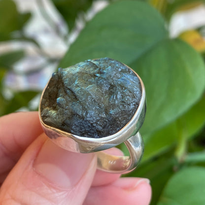 Rough Labradorite Ring, Size 9.5