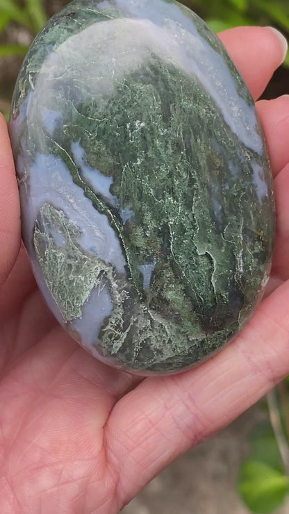Moss Agate Palm Stone