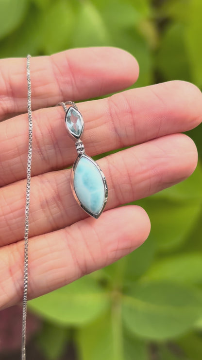 Larimar and Blue Topaz Pendant Necklace