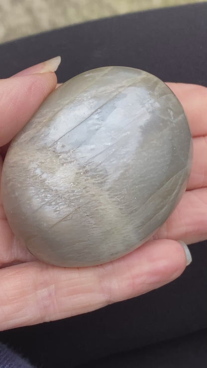 Black Moonstone Palm Stone, Gray Moonstone