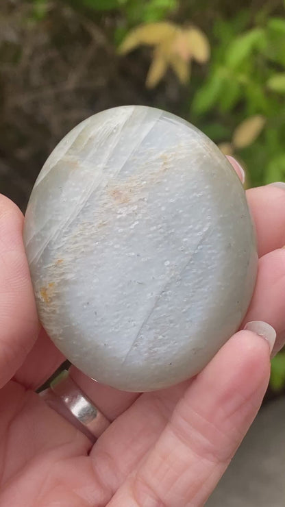 Black Moonstone Palm Stone, Gray Moonstone