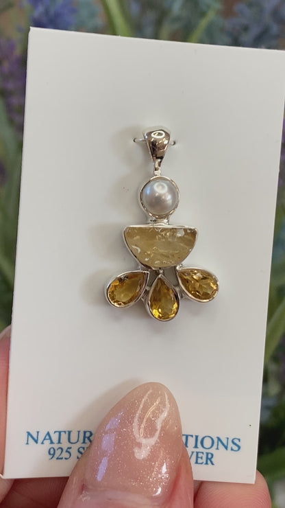 Citrine and Pearl Pendant, .925 Sterling