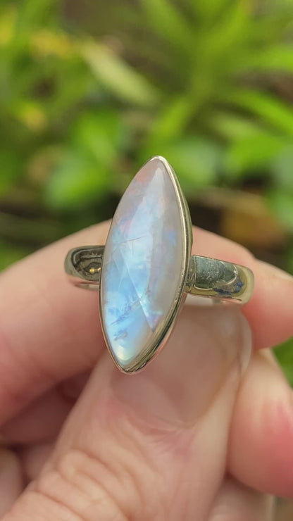 Rainbow Moonstone Ring, Size 6.5